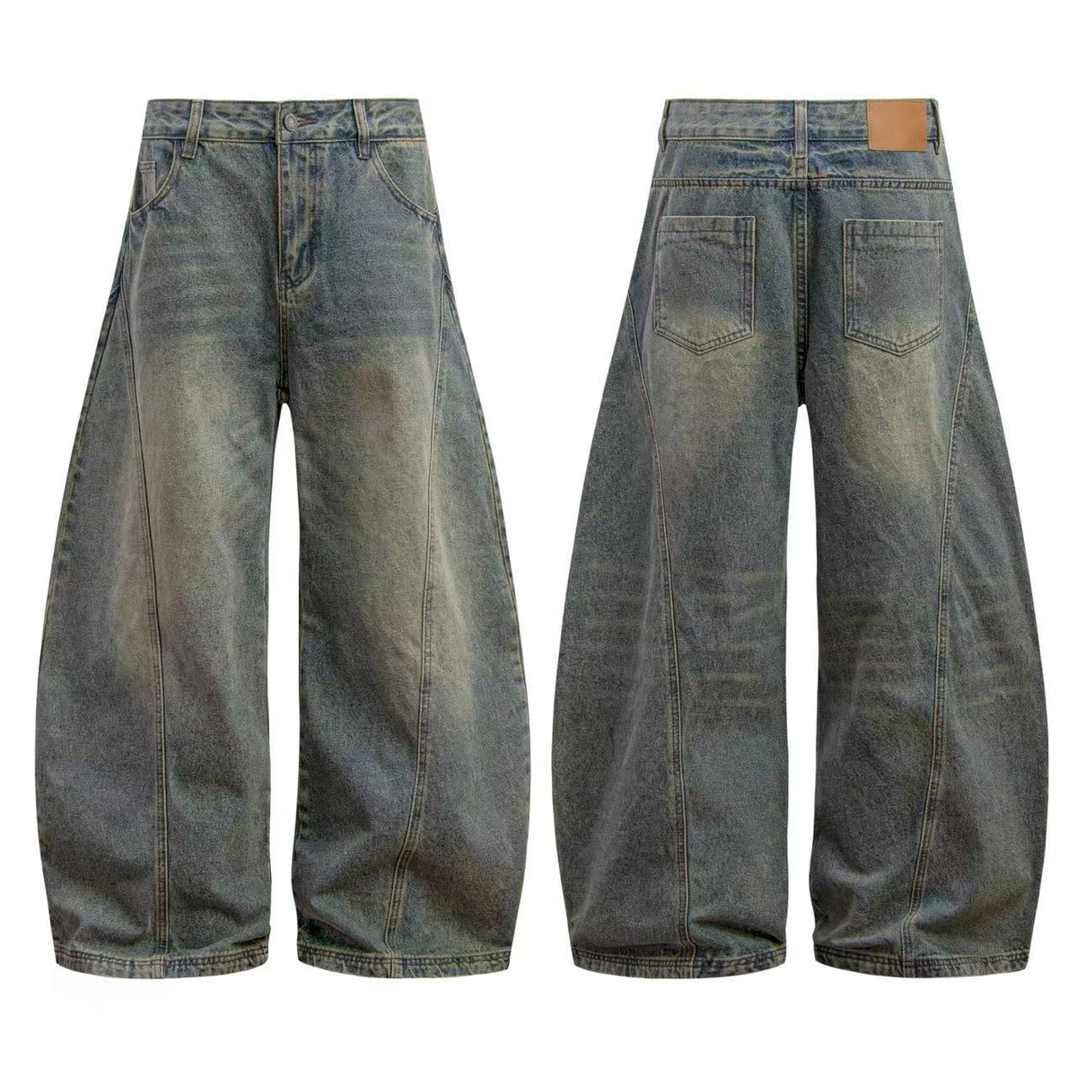 Washed Wide-Leg Baggy Jeans