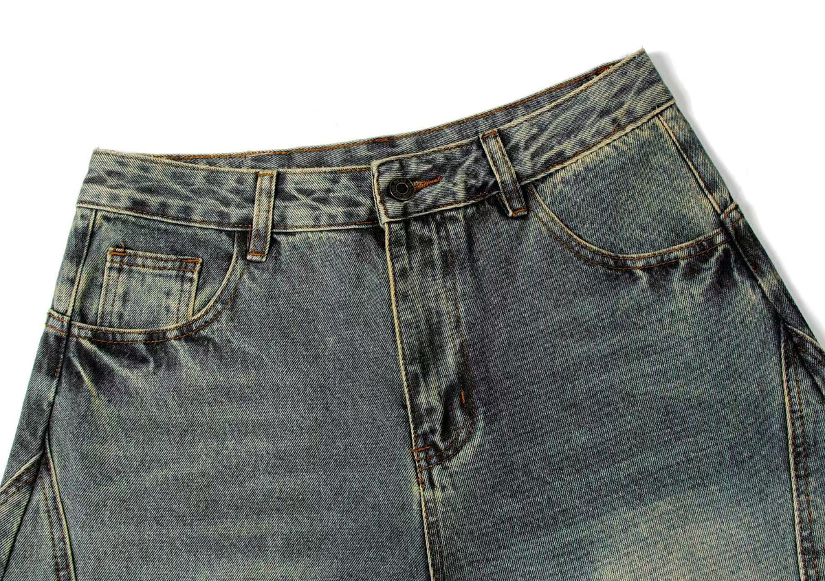 Washed Wide-Leg Baggy Jeans