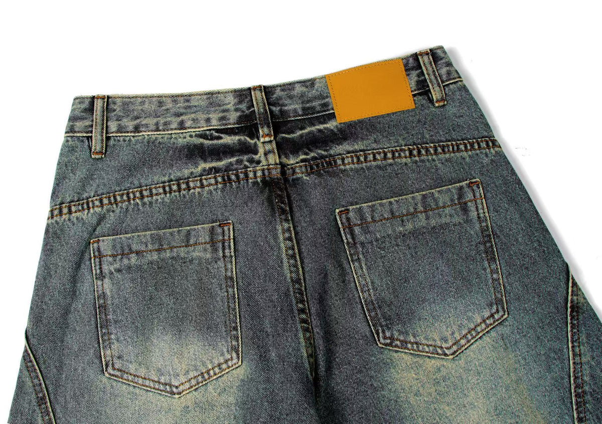 Washed Wide-Leg Baggy Jeans