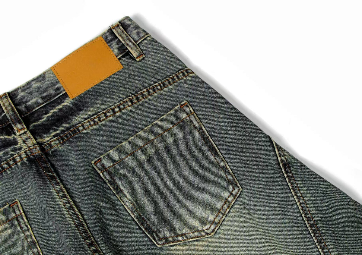 Washed Wide-Leg Baggy Jeans