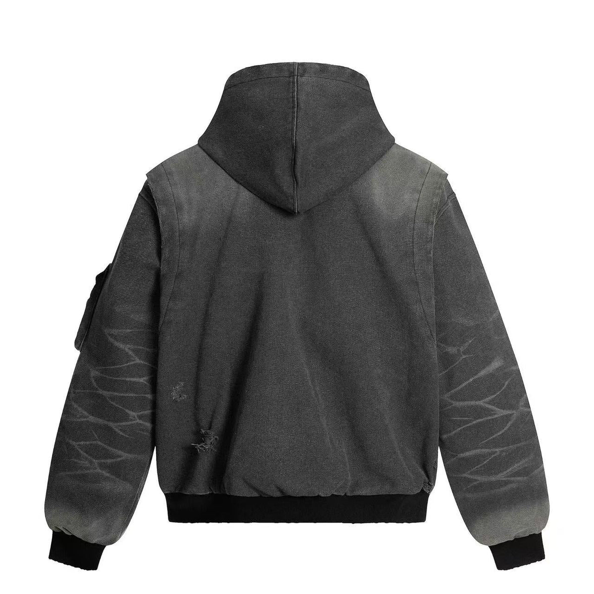 Vintage Washed Distressed Hooded Jacket