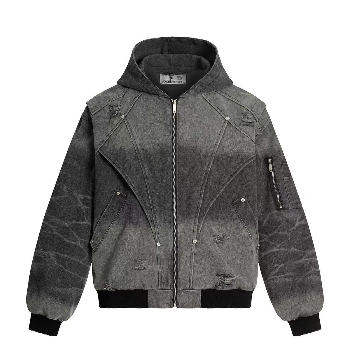 Vintage Washed Distressed Hooded Jacket
