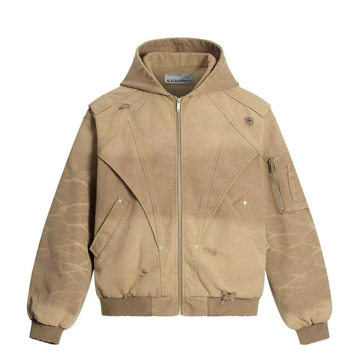 Vintage Washed Distressed Hooded Jacket