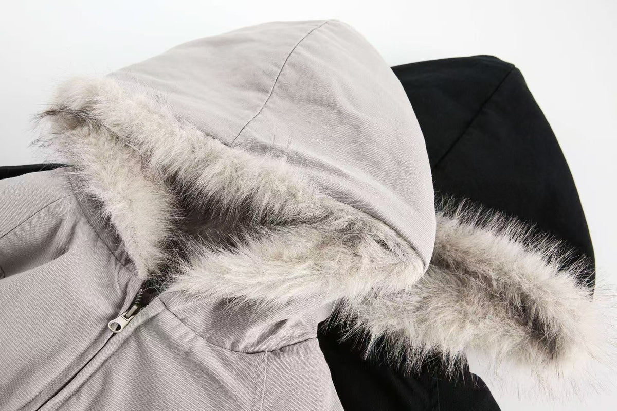 Clean-Fit Faux-Fur Hooded Jacket