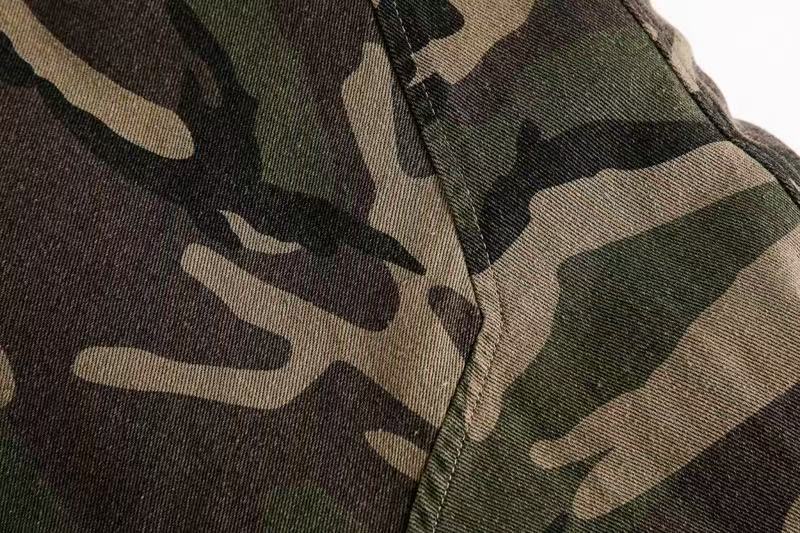 Vintage Camo Fur Collar Hooded Jacket