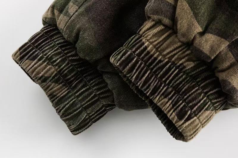 Vintage Camo Fur Collar Hooded Jacket