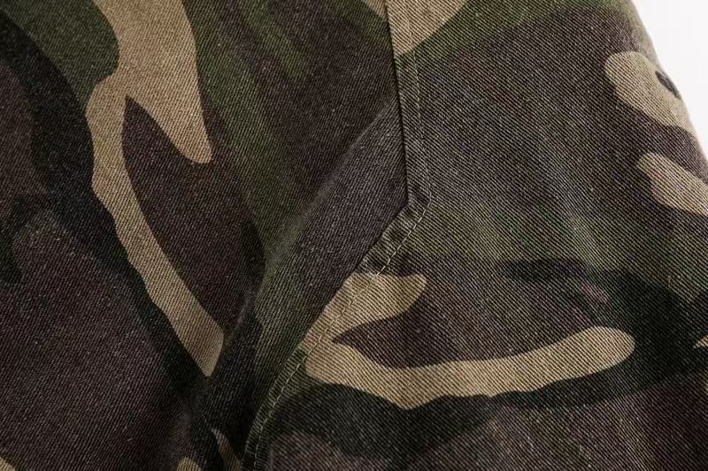 Vintage Camo Fur Collar Hooded Jacket