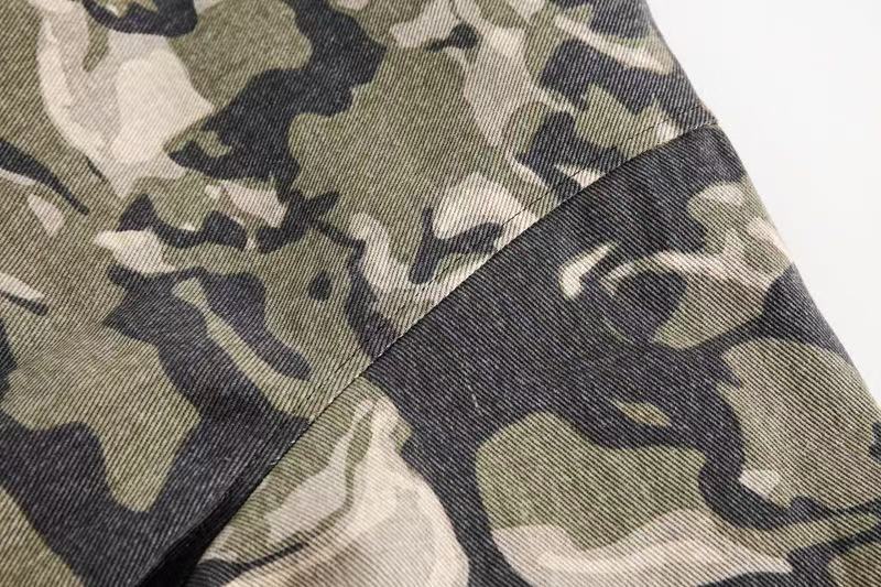 Vintage Camo Fur Collar Hooded Jacket