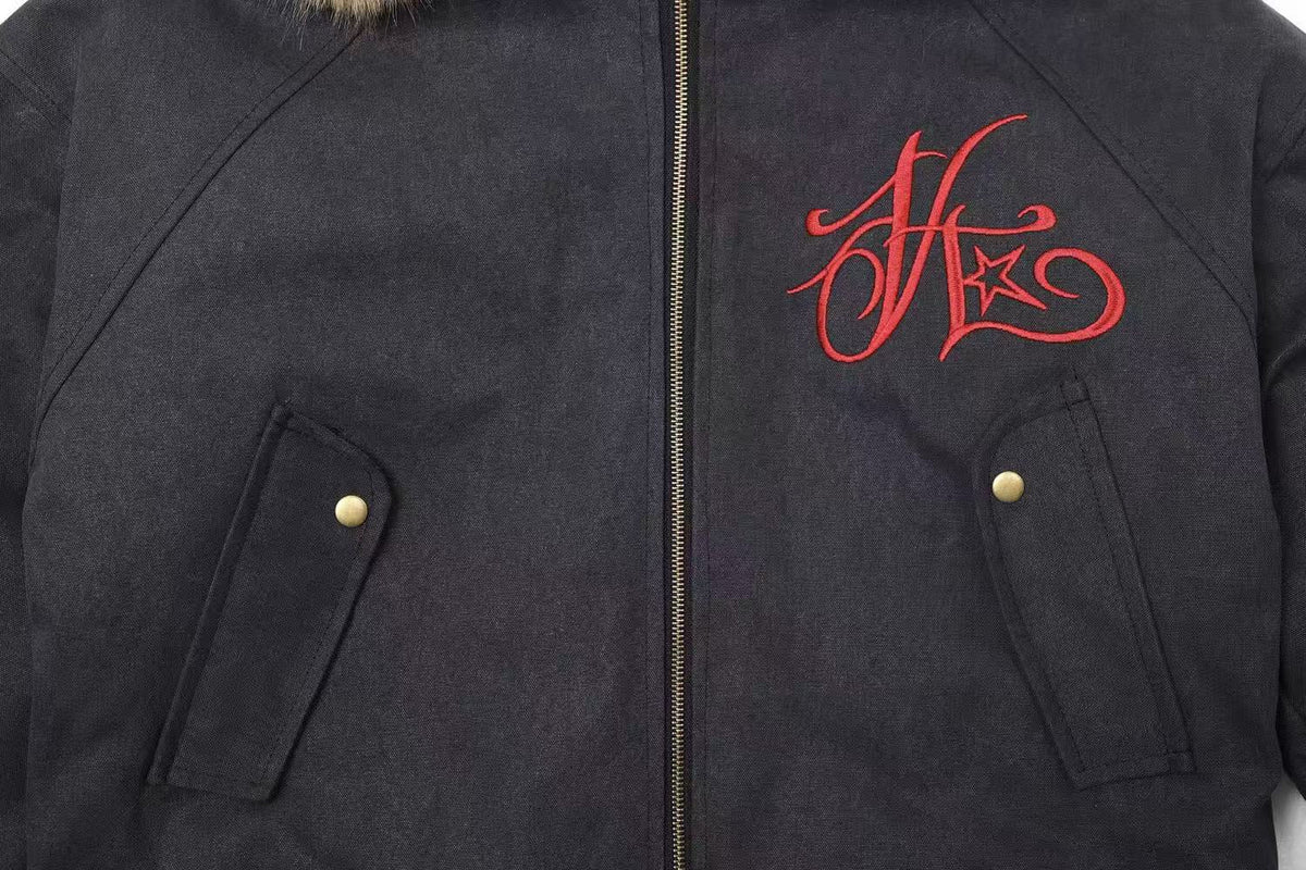 Vintage Fur Collar Hooded Jacket