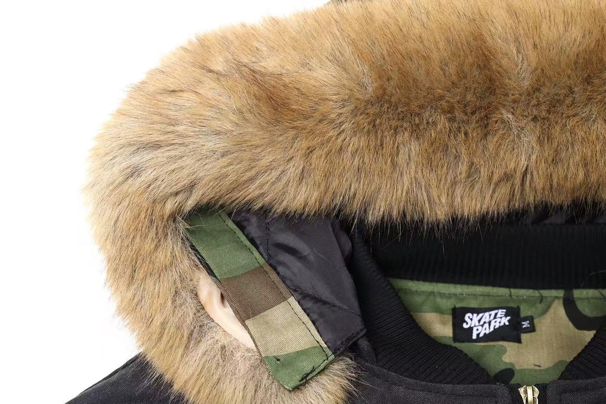 Vintage Fur Collar Hooded Jacket