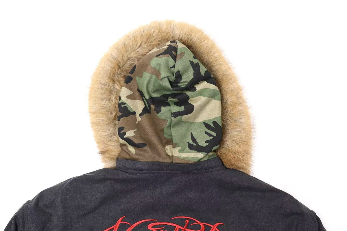 Vintage Fur Collar Hooded Jacket