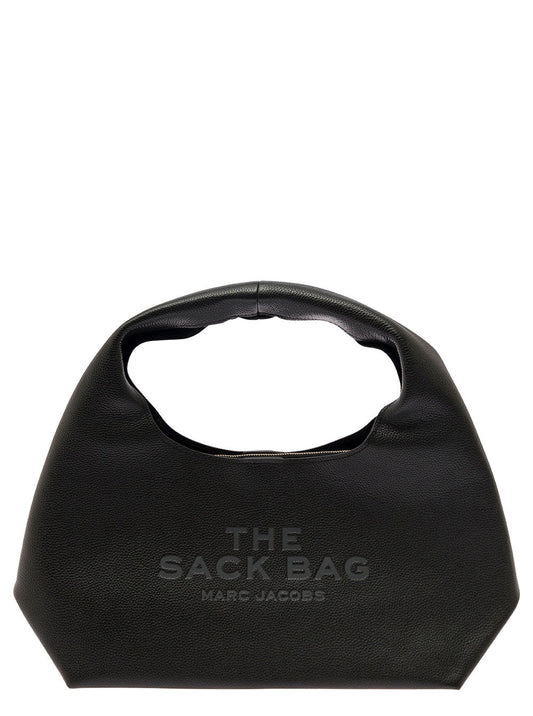 Marc Jacobs Women Shoulder Bag 'The Sack' With Logo Embossed In Black Pebbled Leather For Women
