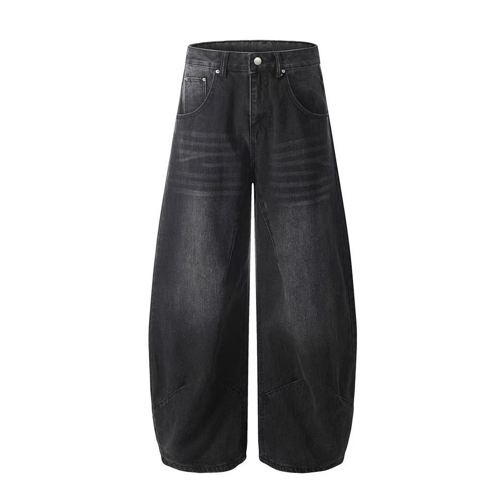 Washed Wide-Leg Baggy Jeans