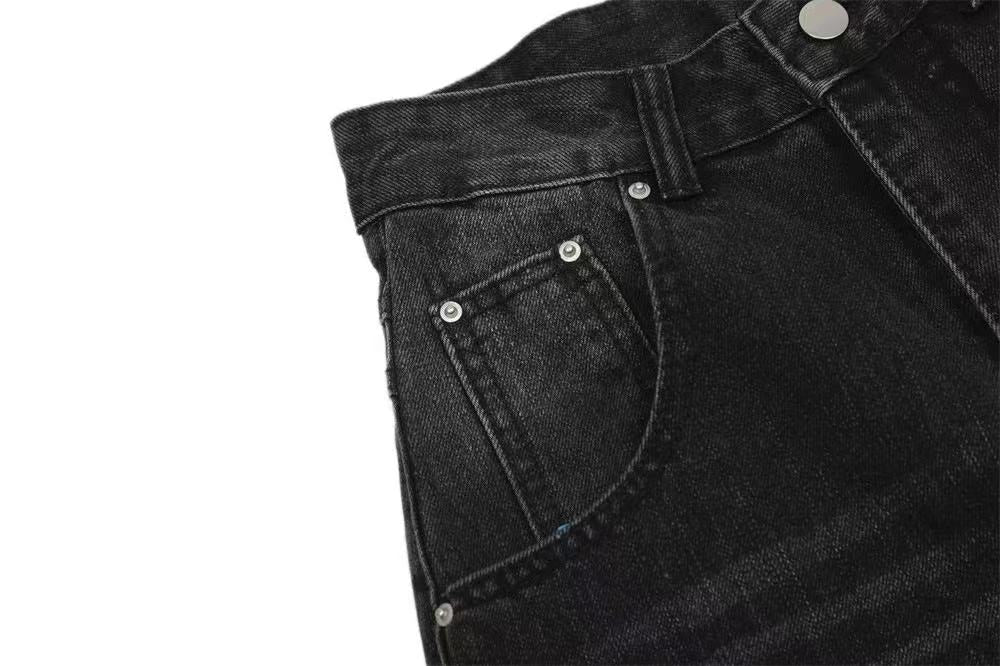 Washed Wide-Leg Baggy Jeans