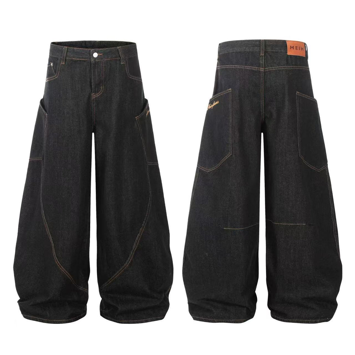 Line-Deconstructed Wide-Leg Baggy Jeans