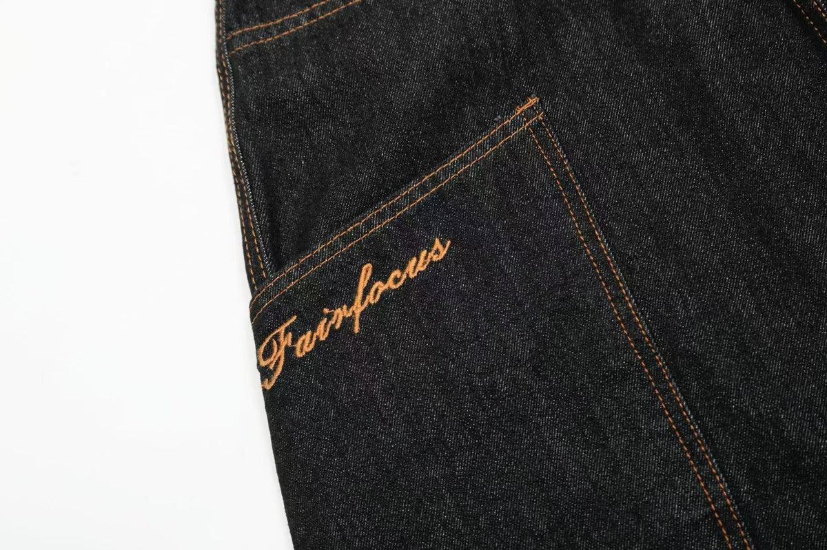 Line-Deconstructed Wide-Leg Baggy Jeans