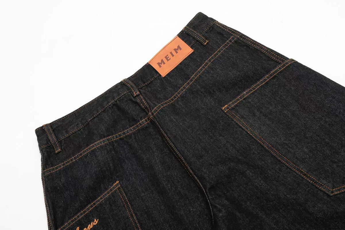 Line-Deconstructed Wide-Leg Baggy Jeans