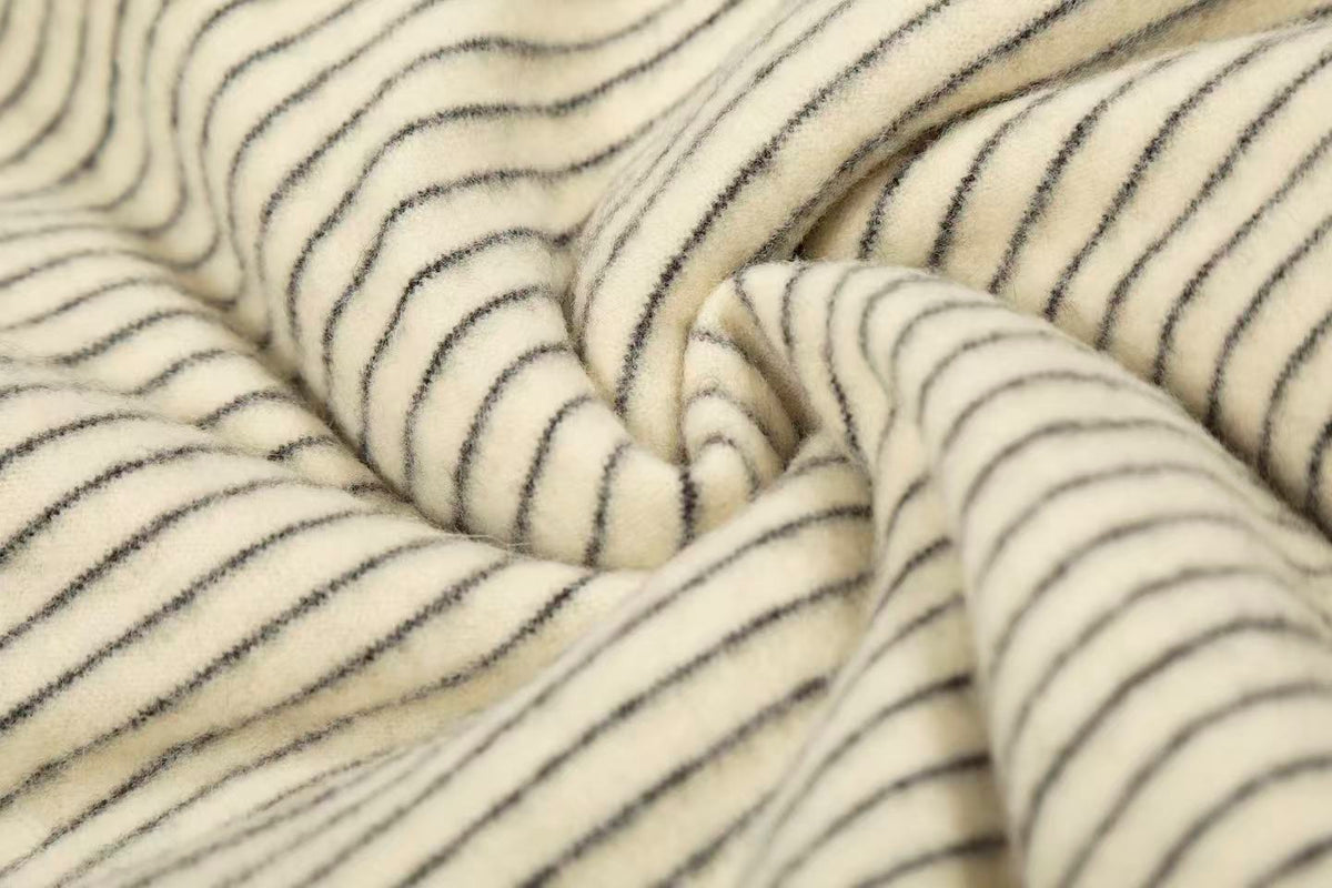 Striped Faux-Fur Collar Hooded Jacket
