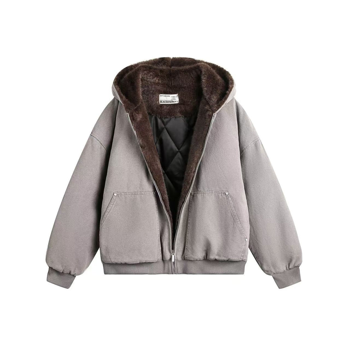 Clean-Fit Faux-Fur Hooded Jacket