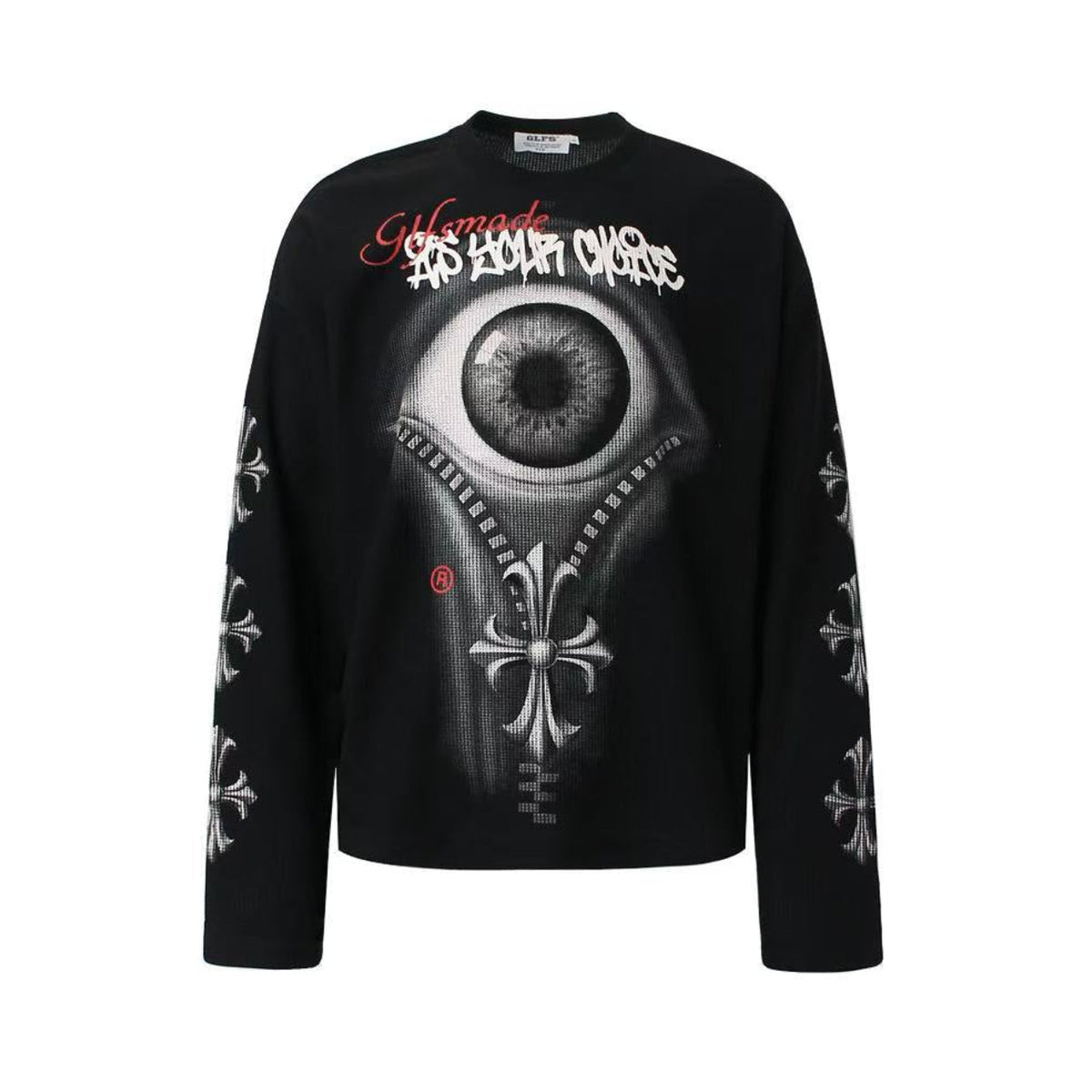 Dark Eye 3D Print Waffle Knit Long Sleeve