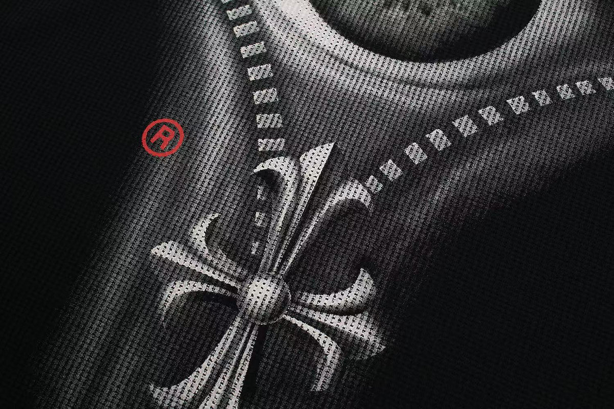 Dark Eye 3D Print Waffle Knit Long Sleeve
