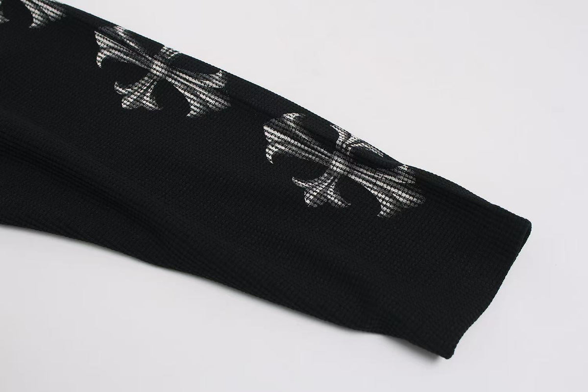 Dark Eye 3D Print Waffle Knit Long Sleeve