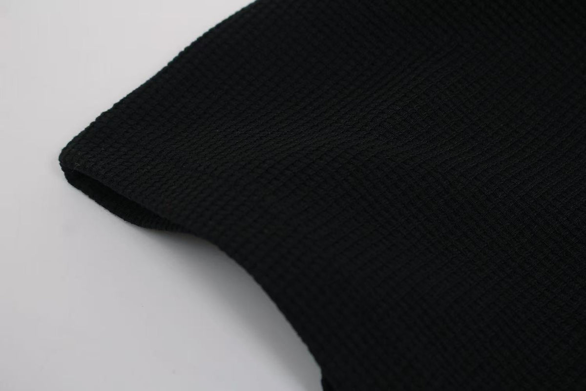 Dark Eye 3D Print Waffle Knit Long Sleeve