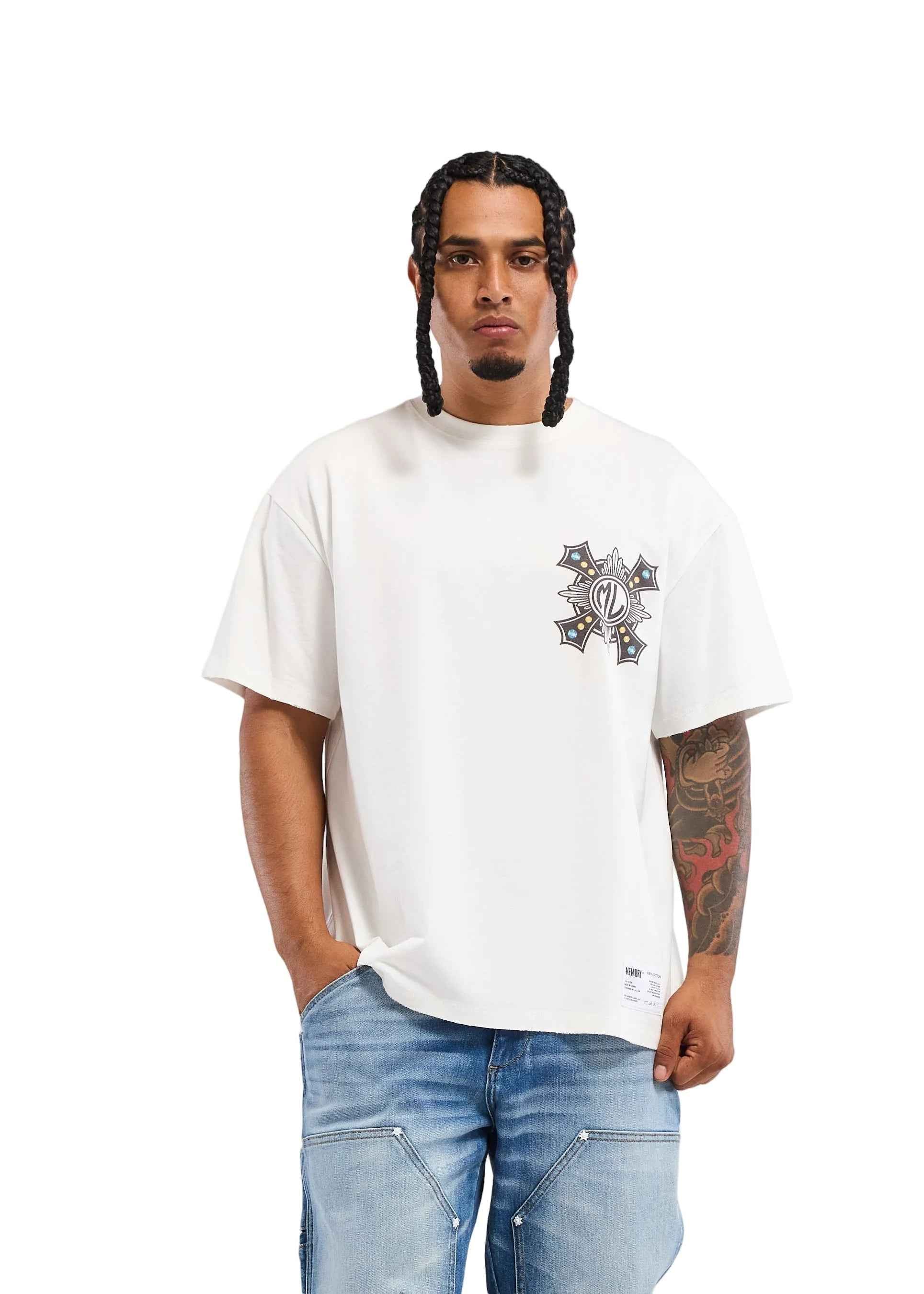 Memory Lane Cross Tee - White