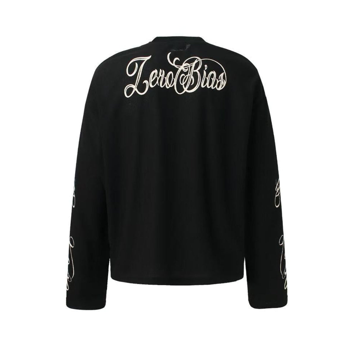 Streetwear Typography Waffle Knit Long Sleeve