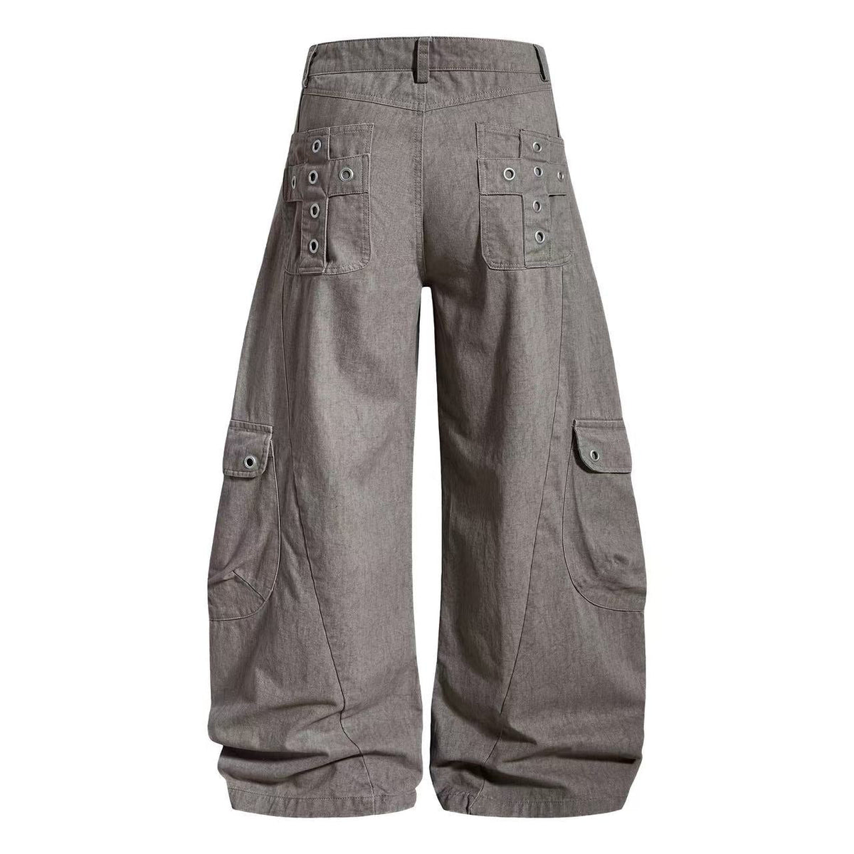 Vintage Button-Flap Wide-Leg Cargo Pants