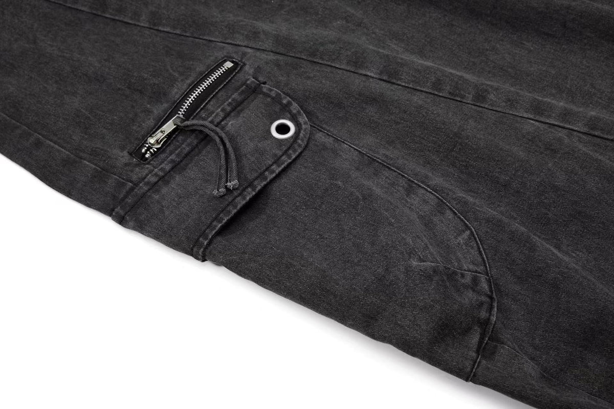 Vintage Button-Flap Wide-Leg Cargo Pants