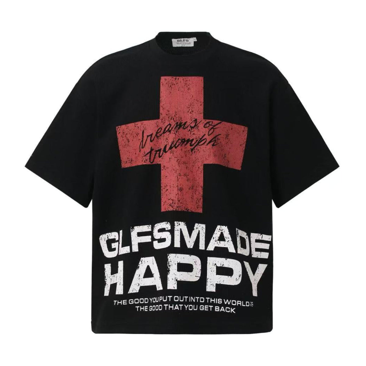 Streetwear Red Cross Print Short Sleeve