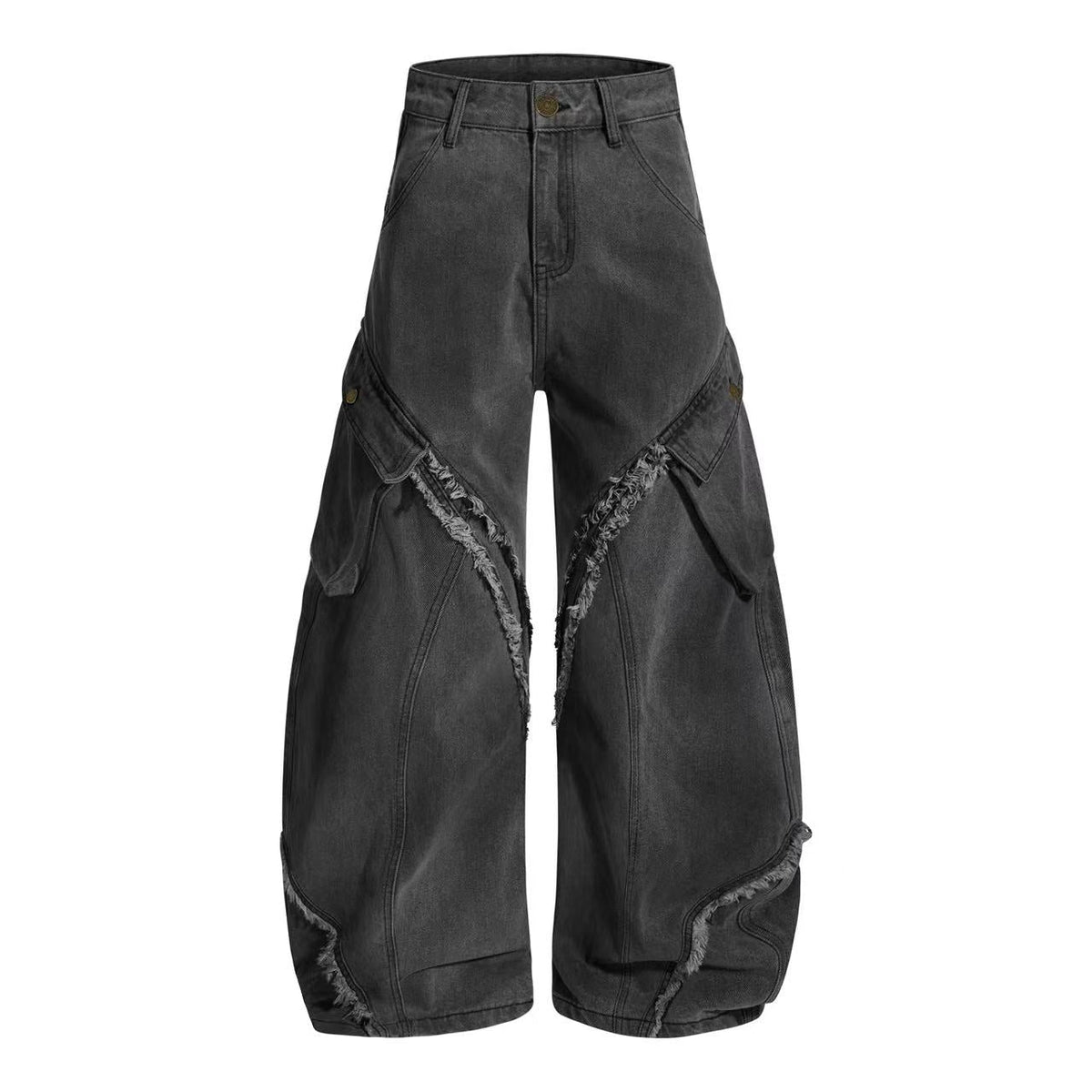 Distressed Stitch Wide-Leg Jeans