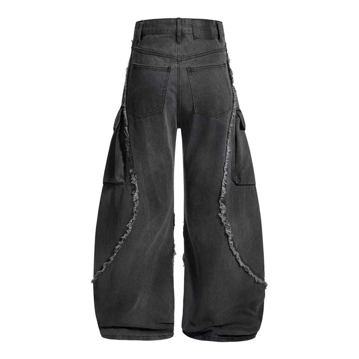 Distressed Stitch Wide-Leg Jeans