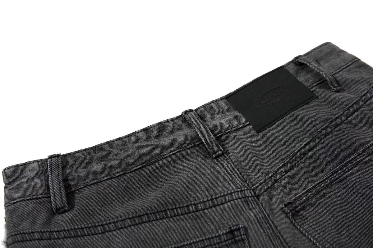 Distressed Stitch Wide-Leg Jeans