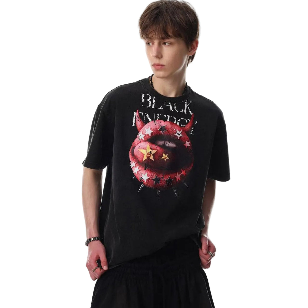 Streetwear Sexy Tongue Print Short Sleeve