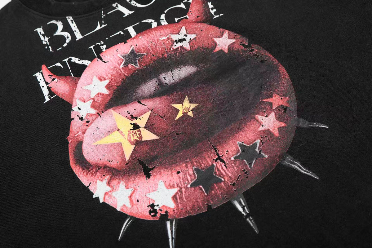 Streetwear Sexy Tongue Print Short Sleeve