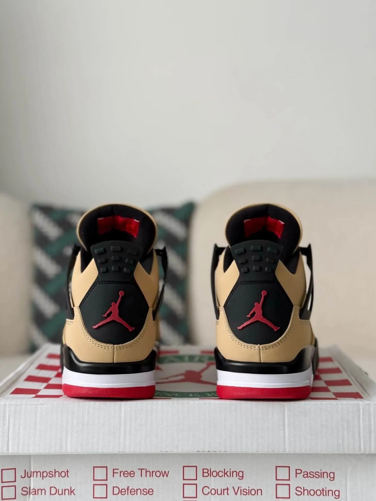 Air Jordan 4 Retro GS ‘Pizza’ Sneakers – Beige, Red & Black