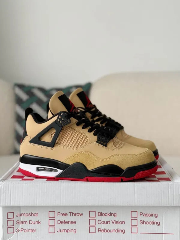 Air Jordan 4 Retro GS ‘Pizza’ Sneakers – Beige, Red & Black