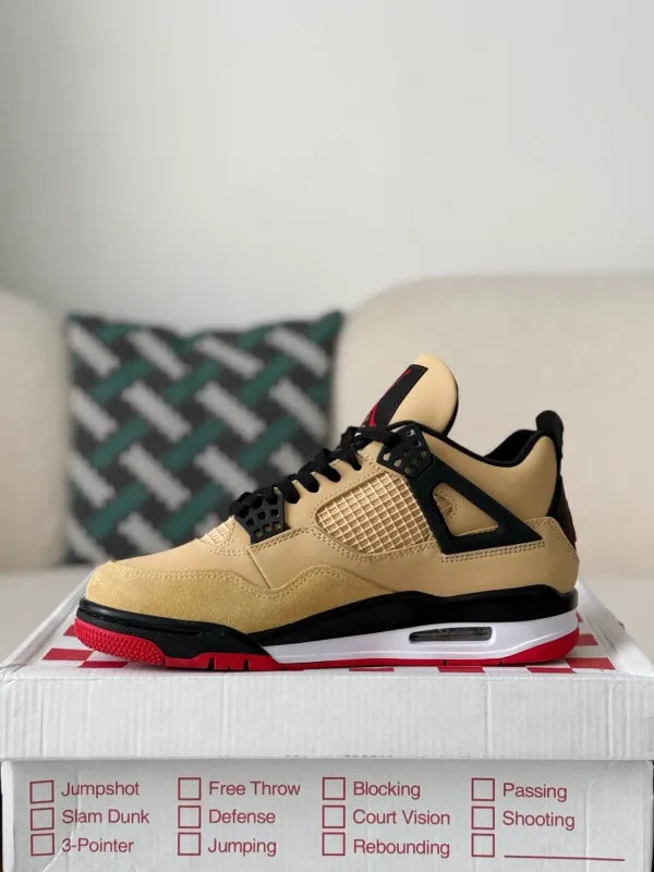 Air Jordan 4 Retro GS ‘Pizza’ Sneakers – Beige, Red & Black