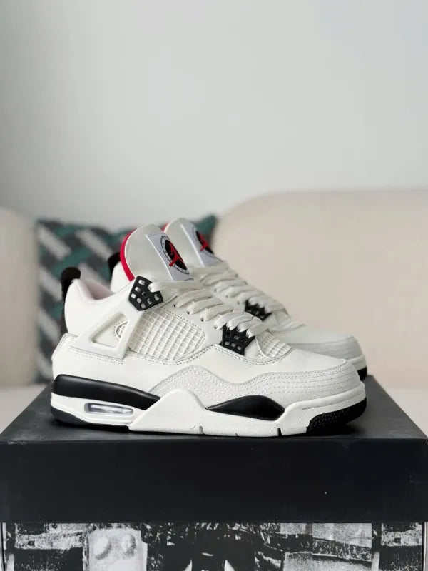 Air Jordan 4 Retro “Flight Club” Sneakers – White, Black & Red