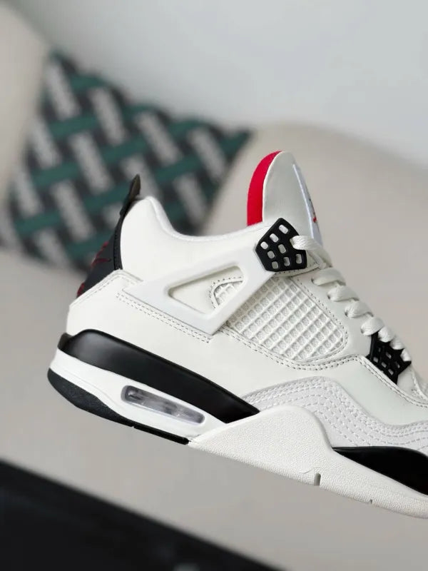 Air Jordan 4 Retro “Flight Club” Sneakers – White, Black & Red