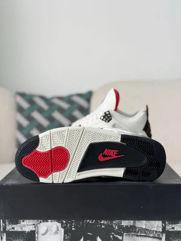 Air Jordan 4 Retro “Flight Club” Sneakers – White, Black & Red