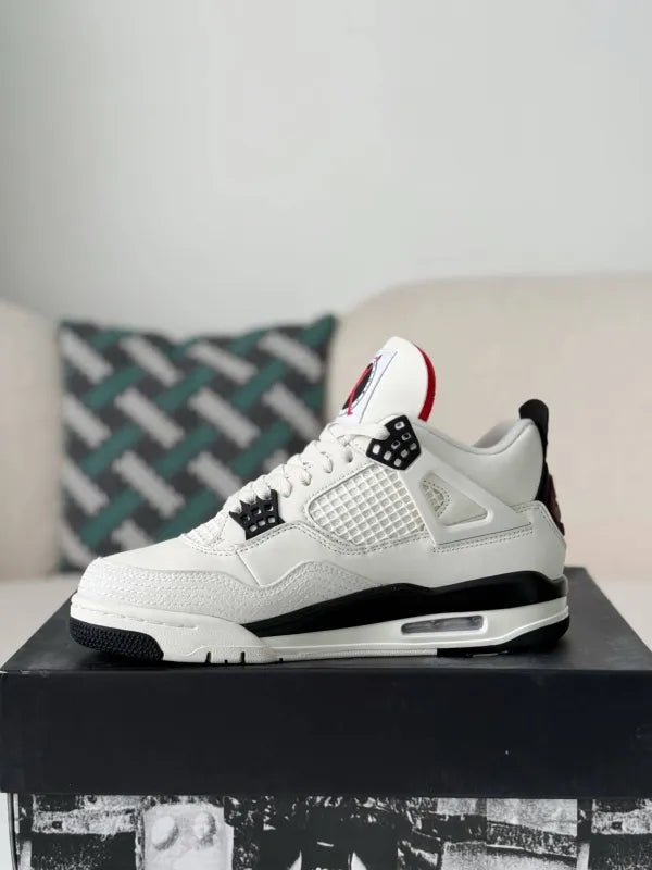 Air Jordan 4 Retro “Flight Club” Sneakers – White, Black & Red