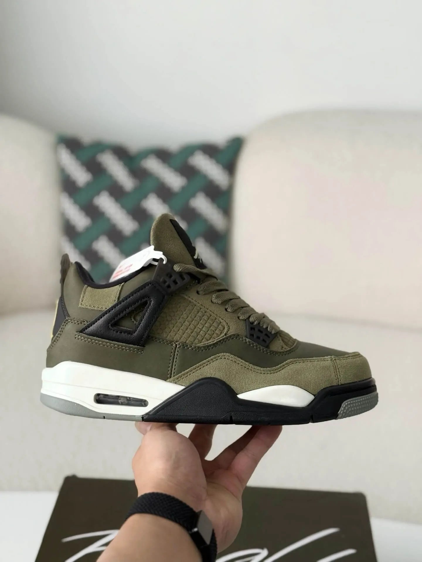 Air Jordan 4 Retro SE Craft “Medium Olive” Sneakers – Olive, Black & Cream