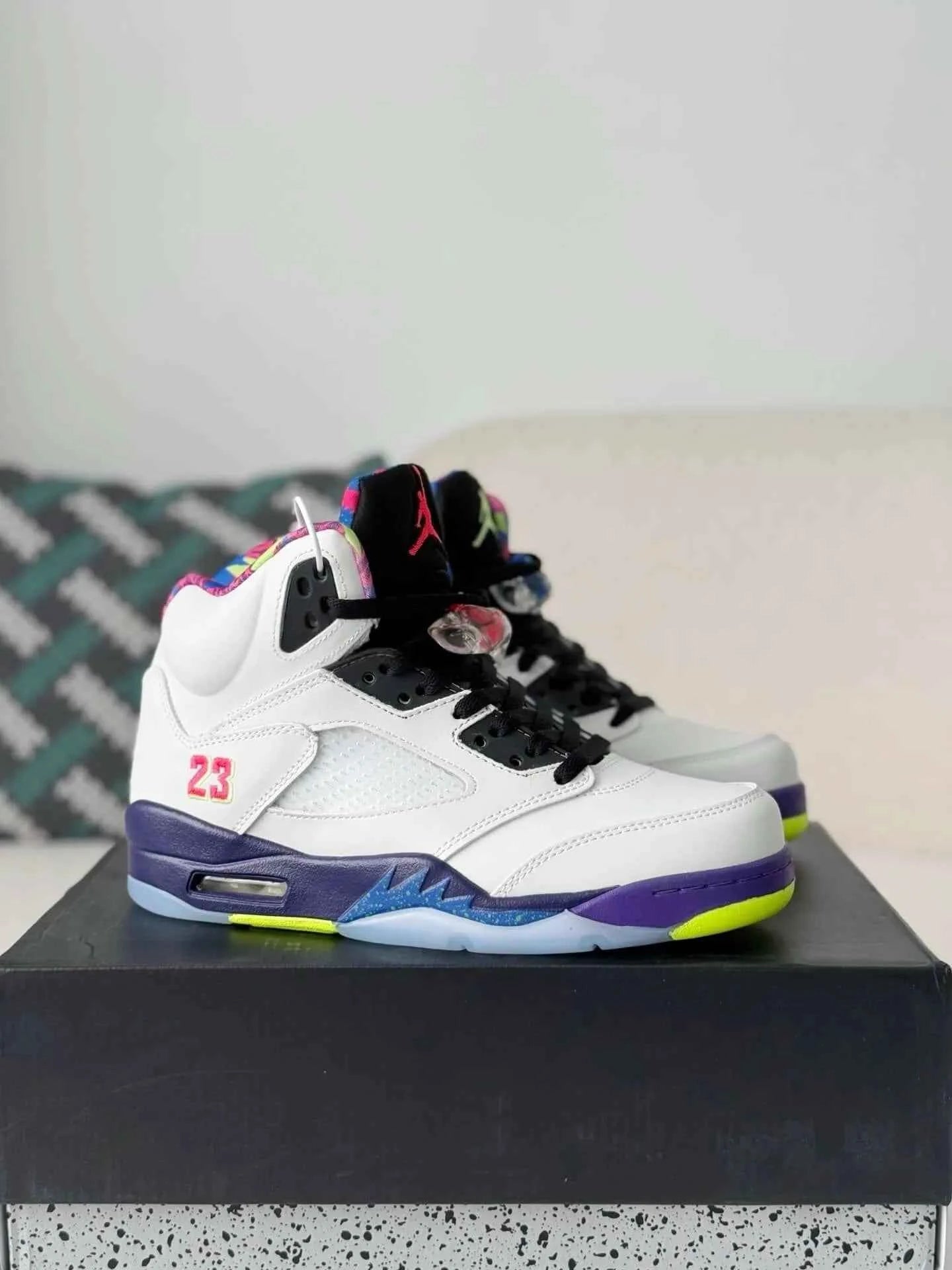 Air Jordan 5 Retro “Alternate Bel-Air” Sneakers – White, Purple & Multi-Color