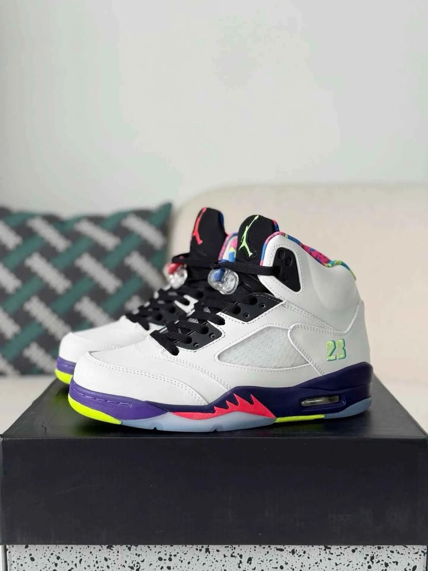 Air Jordan 5 Retro “Alternate Bel-Air” Sneakers – White, Purple & Multi-Color