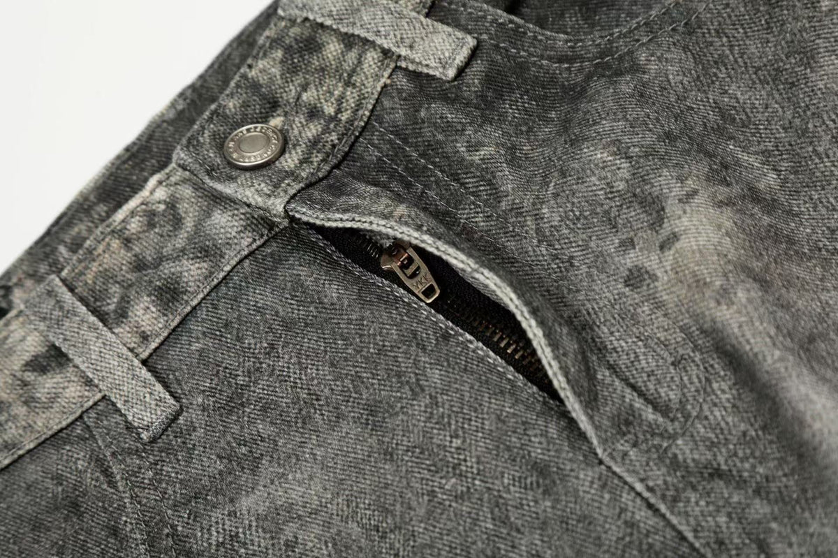 Vintage Washed Curved Seam Baggy Jeans