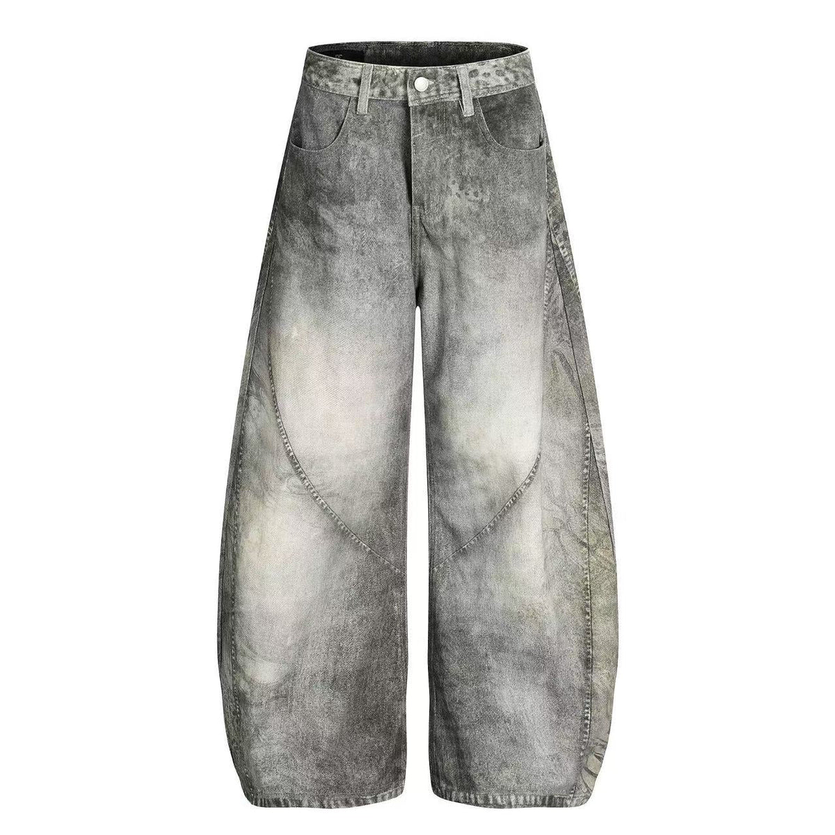 Vintage Washed Curved Seam Baggy Jeans