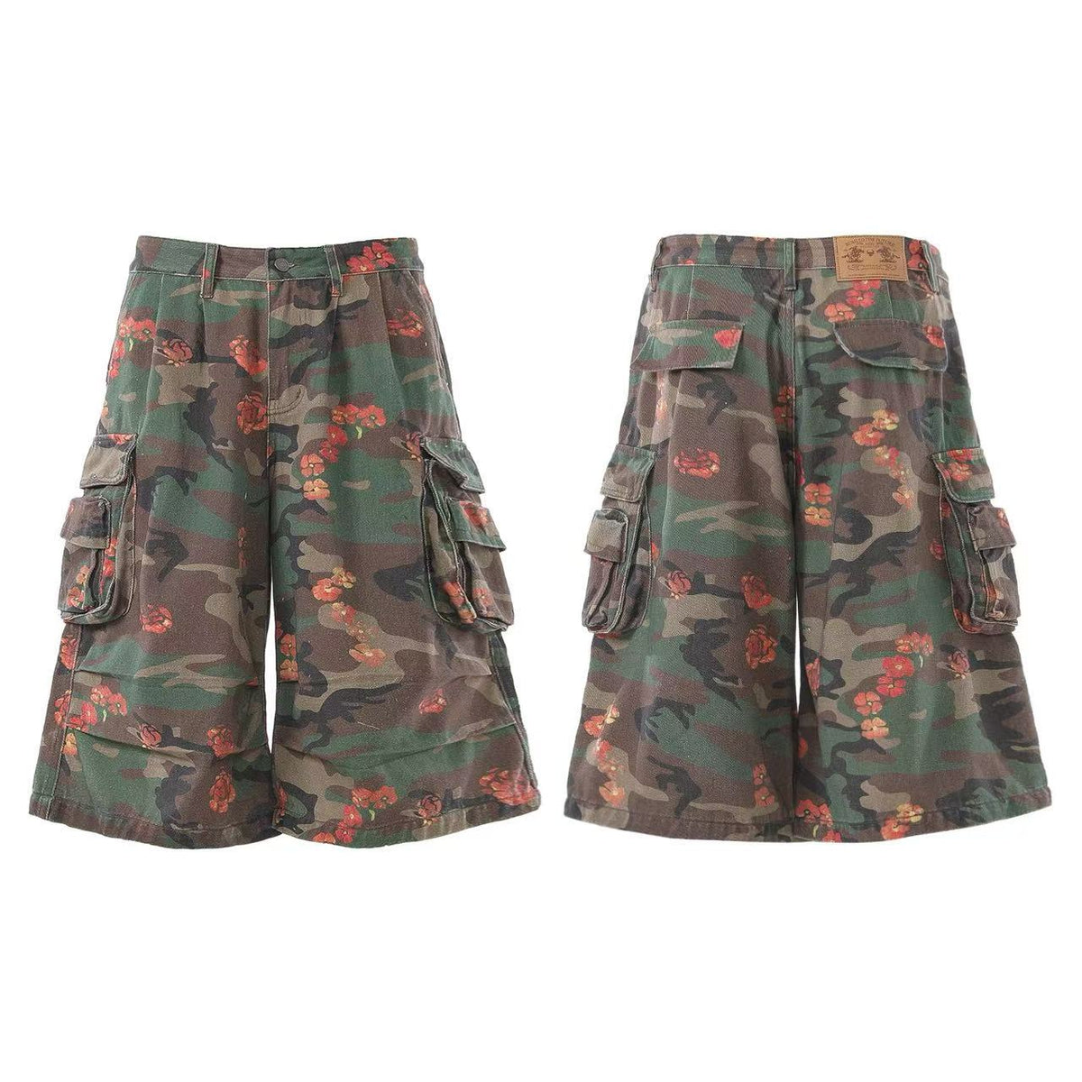 Camo Floral Baggy Wide-Leg Jorts